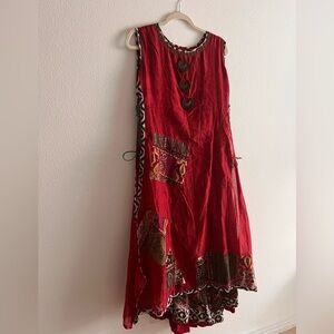 Red Bohemian Patchwork Dress